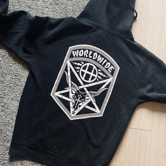 HUF x Thrasher Collab Hoodie Skate Vintage Small Gray Worldwide Streetwear Y2K - Picture 8 of 8